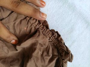 Brown Off-Shoulder Smocked Crop Top