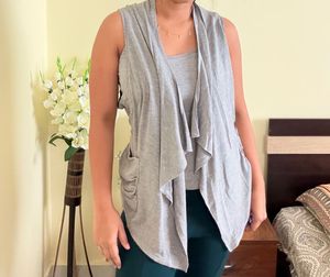 Sleeveless Grey Layering Vest