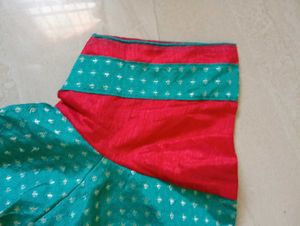 Elegant Teal Blue &amp; Red Blouse
