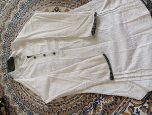 White Thread Work Top/ Short Kurti