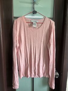 Cozy Pink Cable Knit Sweater