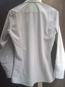 White Vertical Striped Shirt Casual + Formal