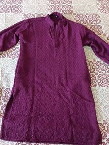 Elegant Wine Colour Embroidered Kurta Set for Sale