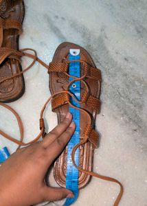 Leather Lace-Up Brown Gladiator Sandals