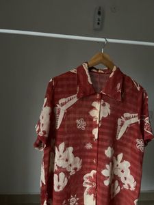 Floral Rust Orange Casual Chiffon Shirt