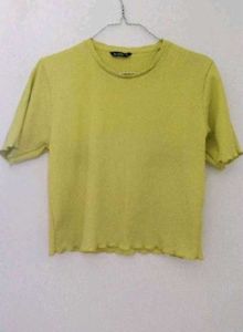 Lime Green Lettuce Trim Crop Top