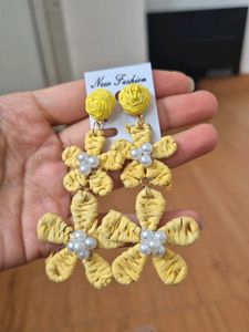 Handcrafted Yellow Floral earrings