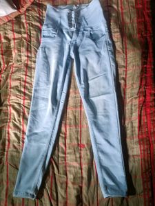 High Waisted Light Wash Denim Jeans