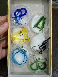Colorful Glass Earrings 6 Pair