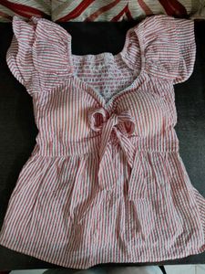 Padded babydoll striped top