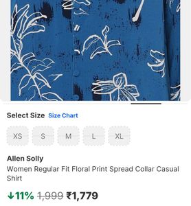 ALLEN SOLLY Floral Print Casual Blue Shirt 💙
