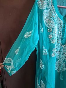 Turquoise Embroidered Kurta