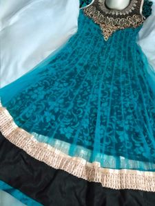 Stunning Teal Ethnic Gown with 2 inch margin