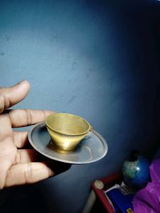 Miniature Brass Cup And Steel Plate