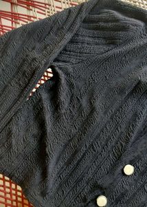 Black Baggy Knit Cardigan Sweater (Trendy Open Sty