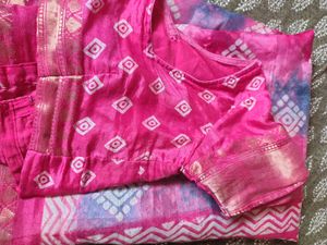 Vibrant Pink Silk Saree with Blouse
