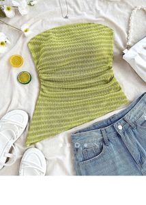 Green Ruched Strapless Tube Top from SAVANA