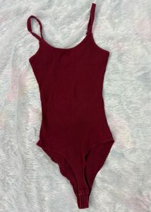 Burgundy Ribbed Bodysuit