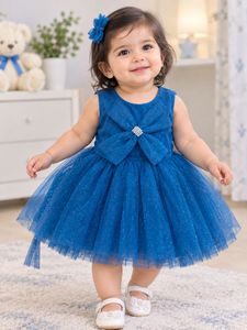 Sparkly Blue Tulle Dress with Headband