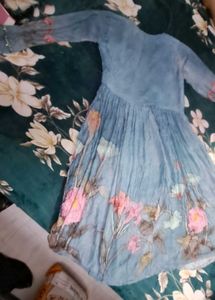 Light Blue Floral Kurta Set with Dupatta