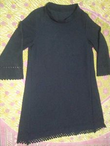 Stylish Navy Blue Kurta with Lace Detail