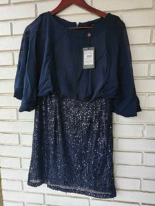 Navy Sequin Party Dress