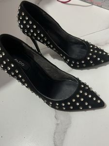 Aldo Embellished Black Heels uk 2 us-35