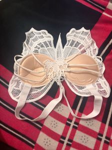 Handmade White Crochet Butterfly Bralette