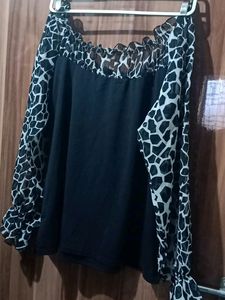 Blousy Black Silk Top For Womens