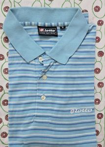 Blue striped polo T-shirt
