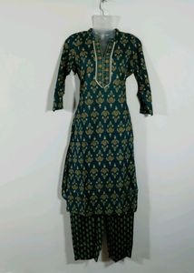 Sea Green Printed Kurta Set (Women)