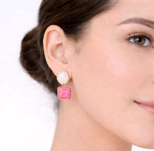 Pink &amp; White Statement Earrings