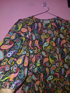 V-Neck Paisley Print Ruffle Sleeve Top