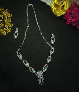 Pastel Gemstone Necklace & Earring Set