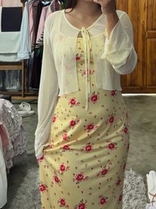 Cute Floral Yellow Maxi Dress
