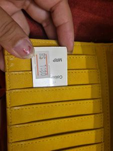 Stylish Yellow Suede Wallet  slightly worn out