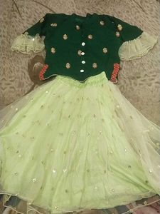 Party Wear Dress Cute Green &amp; Lime Kids Outfit