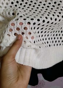 Chic White Crochet Knit Sweater