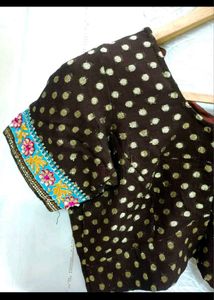Elegant Brown Polka Dot Saree