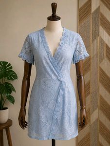 Lace Sky-blue nighty dress
