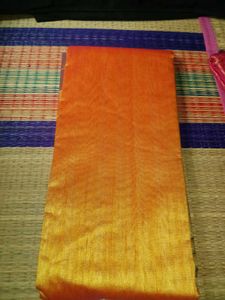 Vibrant Orange semi- Silk Saree without blouse