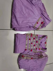 Lavender Kurta Set with Embellishments