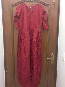 Maroon Cotton Kurta