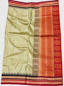 Elegant Light Green Saree with Red Border