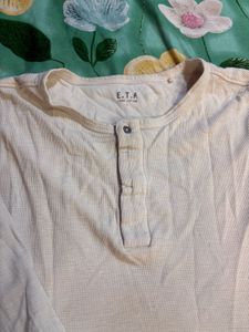 off-white Long Sleeve Henley Top