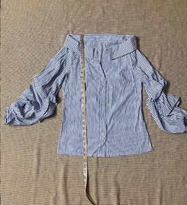 SHEIN Unity Off Shoulder Striped Buttoned Shirt