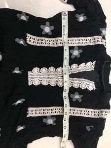 Black Kurta with White Floral Print