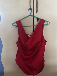 H&amp;M Red Cowl Neck Satin Top