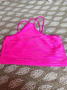 Vibrant Pink Textured Crop Top