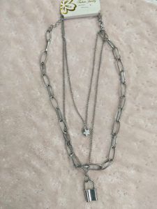Layered Lock &amp; Star Pendant Necklace